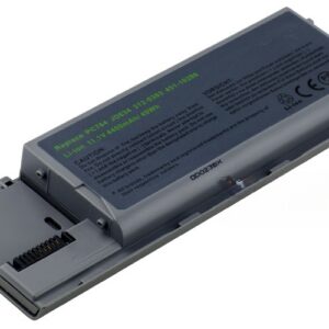 11.1V 5200mAh/58Wh 6-Cell Battery for Dell Latitude D620 D630 D631 Dell Precision M2300 (P/N: PC764 GD775 JD605 TD117 UD088 310-9080 451-10298) – Front view top 45° angle