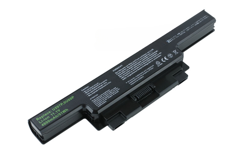 11.1V 5200mAh/58Wh 6-Cell Battery for Dell Studio 1450 1450n 1457 1458 (P/N: W356P P219P U597P 312-4009) – Front view top 45° angle