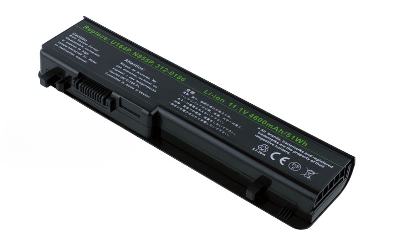 11.1V 5200mAh/58Wh 6-Cell Battery for Dell Studio 17 1745 1747 1749 (P/N: 312-0186 N855P U164P) – Front view top 45° angle