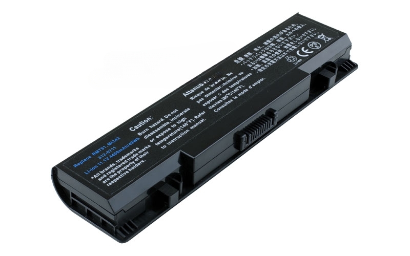 11.1V 5200mAh/58Wh 6-Cell Battery for Dell Studio 1735 1737 (P/N: 312-0711 451-10660 453-10044 MT342 RM791) – Front view top 45° angle