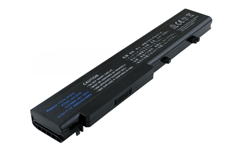 11.1V 5200mAh/58Wh 6-Cell Battery for Dell Vostro 1710 1710n 1720 1720n (P/N: 312-0740 312-0894 451-10611 P721C P722C T117C) – Front view top 45° angle