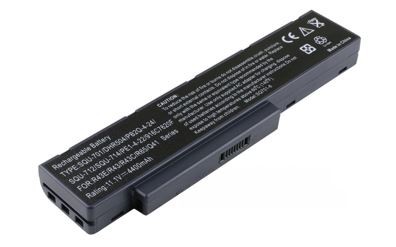 11.1V 52Wh 6-Cell Battery for Packard Bell EasyNote MH35 MH36 MH45 Hera C (P/N: EUP-PE1-4-22 SQU-701 916C5810F) – Front view top 45° angle