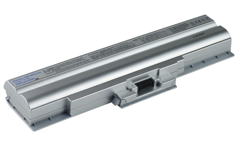 11.1V 56Wh 6-Cell Battery for Sony VAIO VGN-CS13 VGN-CS25 VGN-CS27 VGN-CS290 VGN-CS36 VGN-FW21 VGN-FW35F VGN-FW37J VGN-SR43 (P/N: VGP-BPS13/S VGP-BPS13A/S  VGP-BPS13B/S) – Front view top 45° angle