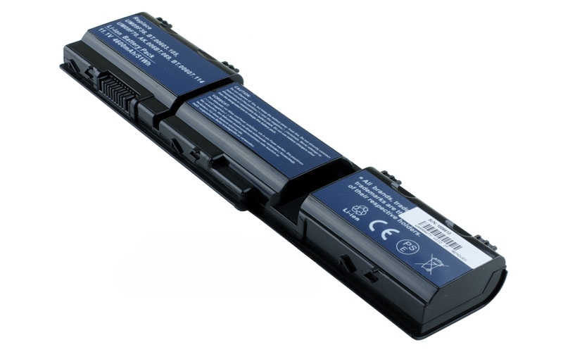 11.1V 58Wh 6-Cell Battery for Acer Aspire 1820PT 1825PT 1820PTZ Aspire Timeline 1820 1820PTZ 1825 1825PTZ 1420P (P/N: UM09F36 UM09F70 BT.00603.105 BT.00607.114 AK.006BT.069) – Front view top 45° angle