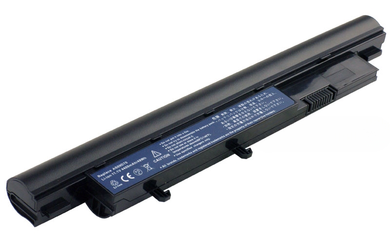11.1V 58Wh 6-Cell Battery for Acer Aspire 3410 3810T 4810T 5810T Acer TravelMate 8371G 8471 8571 (P/N: AS09D31 AS09D36 AS09D56 AS09D70) – Front view top 45° angle