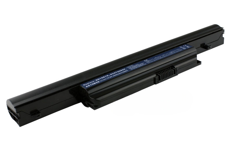 11.1V 58Wh 6-Cell Battery for Acer Aspire 3820T 4820T 5820TG 5625 5745G Acer Aspire TimelineX 3820T 4820T 5820T Acer TravelMate 6594G (P/N: AS10E7E AS10B31 AS10B51 AS10B73) – Front view top 45° angle