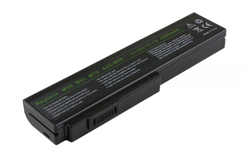 11.1V 58Wh 6-cell Battery for ASUS M50 N53Jf N53Jq G50Vt M60 G60 N61Vg N61Ja (P/N: A33-M50 A32-M50 90-NED1B2100Y 70-NED1B1000Z 90-NED1B1000Y L062066) – Front view top 45° angle