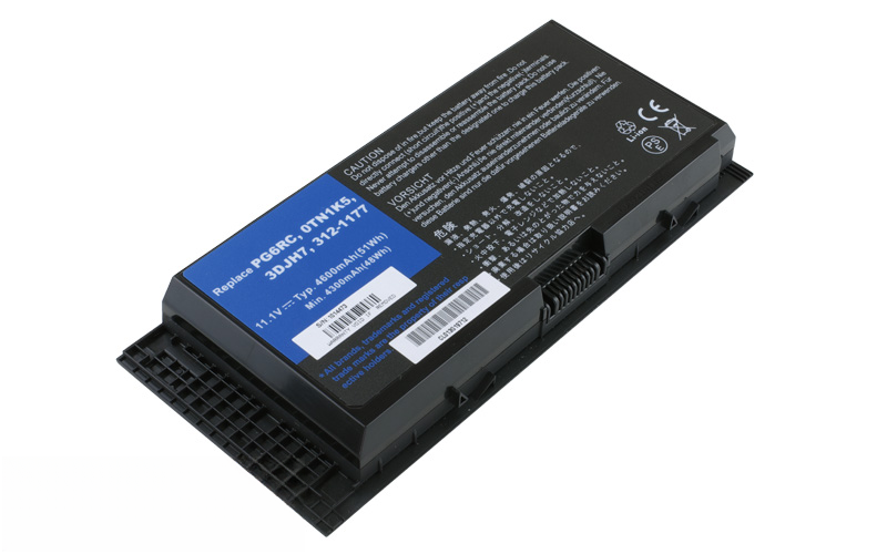 11.1V 58Wh 6-Cell Battery for Dell Precision M4600 M6600 M6700(P/N: 0TN1K5 312-1177 3DJH7 PG6RC) – Front view top 45° angle