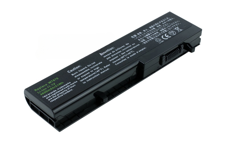 11.1V 58Wh 6-Cell Battery for Dell Studio 1435 1435n 1436 (P/N: WT873 HW357 0HW355 TR514 RK818) – Front view top 45° angle