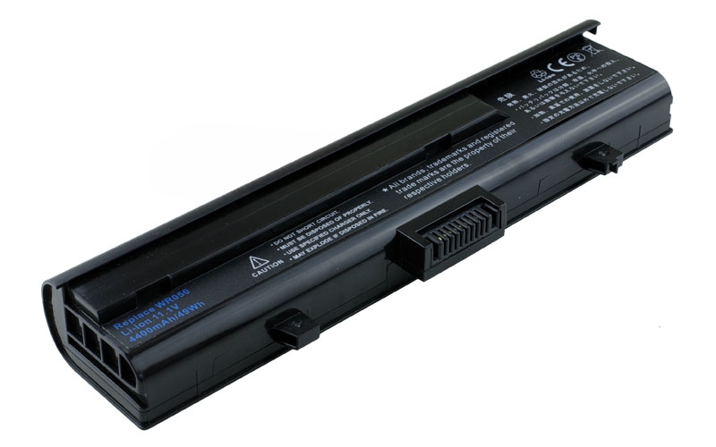11.1V 58Wh 6-Cell Battery for Dell XPS M1330 Dell Inspiron 1318 (P/N: 312-0566 312-0739 451-10473 TT485 WR050) – Front view top 45° angle
