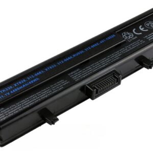 11.1V 58Wh 6-Cell Battery for Dell XPS M1500 M1530 (P/N: 312-0662 RU030 TK330 XT828) – Front view top 45° angle