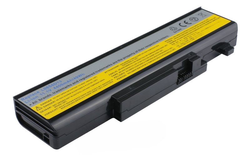 11.1V 58Wh 6-Cell Battery for Lenovo IdeaPad Y450 Y450a Y550 Y550a Y550p (P/N: L08O6D13 L08S6D13 L08L6D13 55Y2054) – Front view top 45° angle