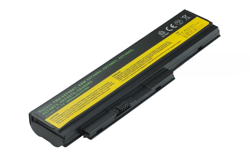 11.1V 58Wh 6-Cell Battery for Lenovo ThinkPad X220 X220T X220i (P/N: ASM 42T4862 FRU 42T4861 FRU 42T4863 FRU 42T4865 FRU 42T4873 FRU 42Y4864 FRU 42Y4868 FRU 42Y4874) – Front view top 45° angle