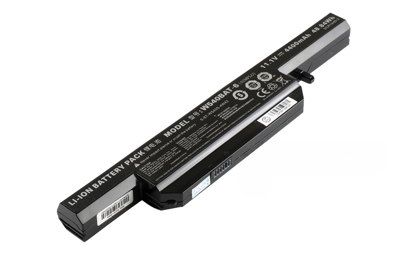 11.1V 58Wh 6-Cell Battery for Mecer W550SU W550EU (P/N: W540BAT-6 6-87-W540S-4W42) – Front view top 45° angle