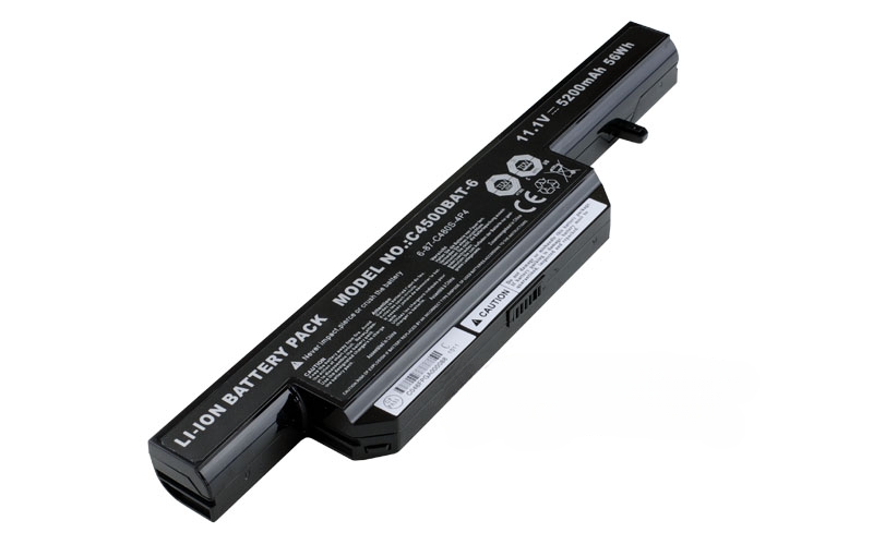 11.1V 58Wh 6-Cell Battery for Mecer Xpression W251 Proline C4500Q C4501 W150 (P/N: C4500BAT-6 W240BUBAT-3) – Front view top 45° angle