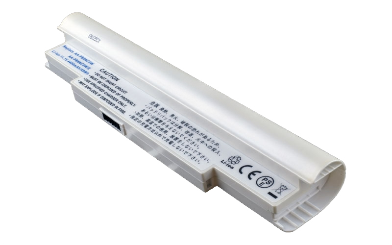 11.1V 58Wh 6-Cell Battery for Samsung NC10 NC20 N120 N140 N510 (P/N: AA-PB6NC6W AA-PB8NC8B AA-PL8NC6W) – Front view top 45° angle