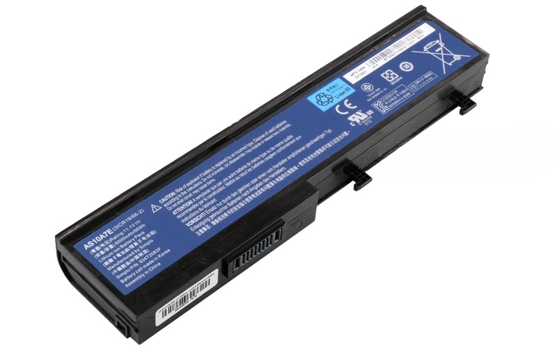 11.1V 6000mAh/66Wh 6-Cell Battery for Acer TravelMate 6594 6594G (P/N: AS10A7E 31CR19/66-2 934T2083F) – Front view top 45° angle