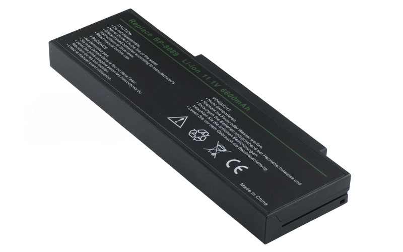 11.1V 6600mAh/73Wh 9-Cell Battery for Fujitsu Siemens Amilo K7600 K7600D K7610 Packard Bell EasyNote E3250 E5412 (P/N: BP-8089 BP-8089X BP-8389) – Front view top 45° angle