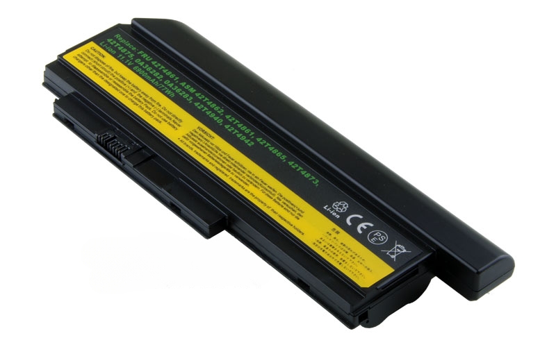 11.1V 6900mAh/77Wh 9-Cell Battery for Lenovo ThinkPad X220 X220i (P/N: ASM 42T4862 FRU 42T4861 FRU 42T4863 FRU 42T4865 FRU 42T4873 FRU 42T4875 FRU 42T4940 FRU 42T4941 FRU 42T4942 FRU 42Y4864 FRU 42Y4868 FRU 42Y4874) – Front view top 45° angle