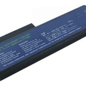 11.1V 7800mAh/87Wh 9-Cell Battery for Acer Ferrari 5000 Acer TravelMate 8200 8210 8215 (P/N: 3UR18650F BT.00903.005 LC.BTP01.015 LC.BTP01.016) – Front view top 45° angle