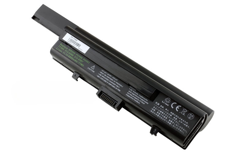 11.1V 7800mAh/87Wh 9-Cell Battery for Dell Inspiron 13 1318 1318n XPS M1330 (P/N: 0FW302 0HX198 312-0566 312-0567 451-10473 451-10474 WR047 WR050) – Front view top 45° angle