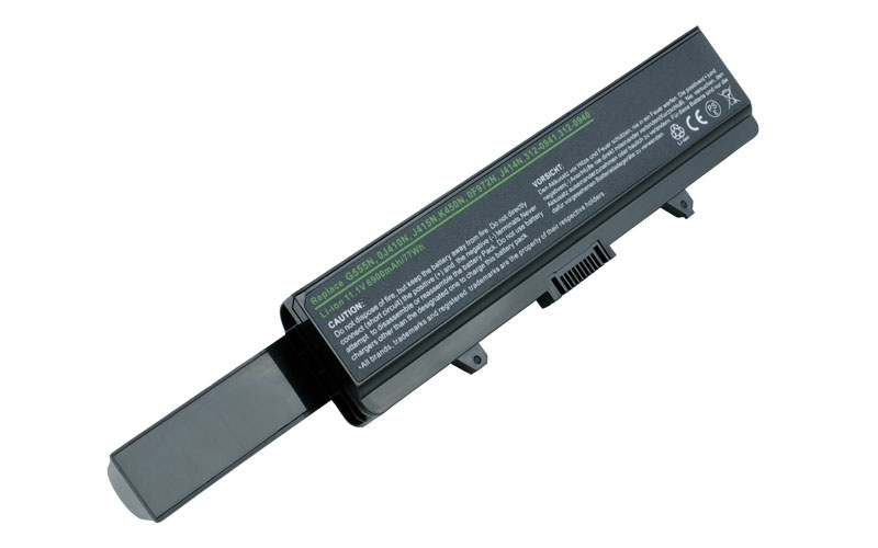 11.1V 7800mAh/87Wh 9-Cell Battery for Dell Inspiron 1440 1750 (P/N: G555N J415N K450N 312-0940) – Front view top 45° angle