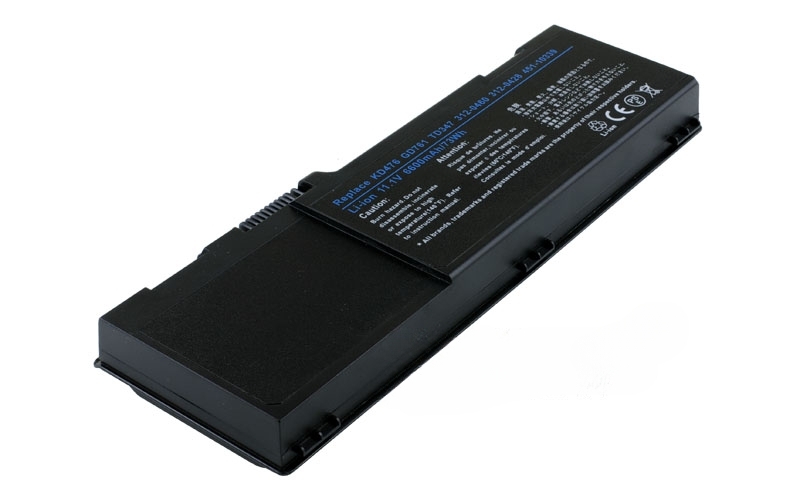11.1V 7800mAh/87Wh 9-Cell Battery for Dell Inspiron 1501 6400 E1505 PP20L Dell Latitude 131L Dell Vostro 1000 (P/N: GD761 KD476 PD942 TD347 UD264 UD267 XU937) – Front view top 45° angle