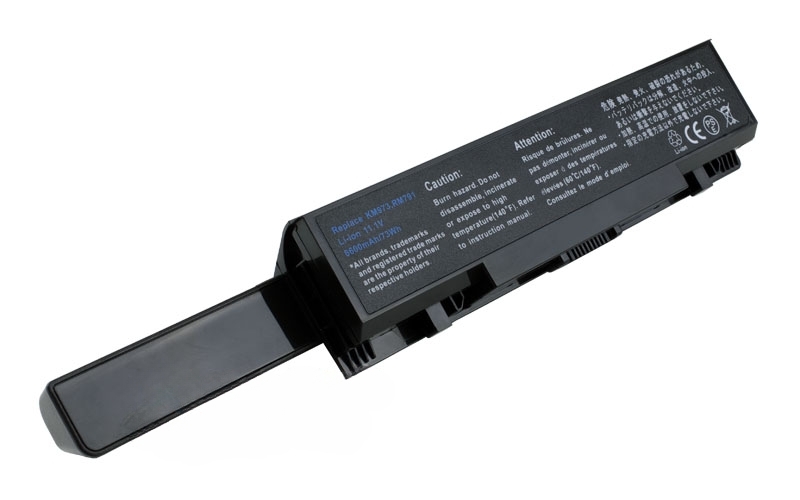 11.1V 7800mAh/87Wh 9-Cell Battery for Dell Inspiron 1737 Dell Studio 1735 1737 (P/N: KM973 MT342 PW835 RM791 312-0711 451-10660) – Front view top 45° angle