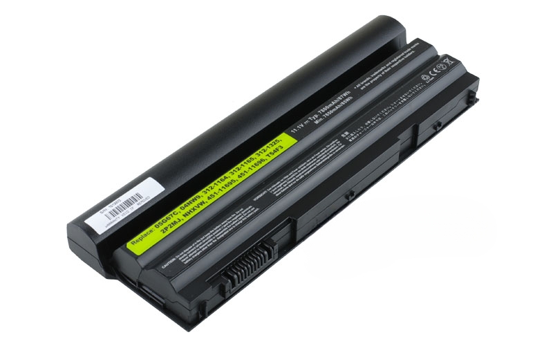 11.1V 7800mAh/87Wh 9-Cell Battery for Dell Latitude E5420 E5420m E5430 E5520 E5520m E5530 (P/N: 04NW9 05G67C 312-1163 312-1311 312-1324 451-11694 451-12048) – Front view top 45° angle