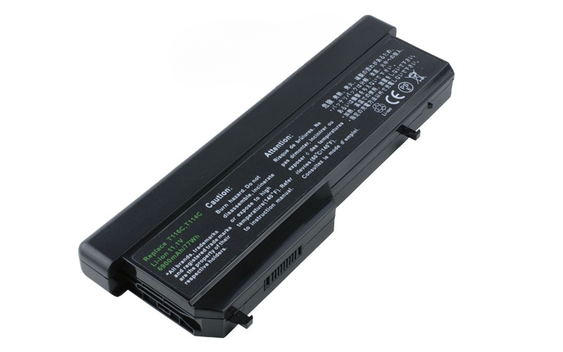 11.1V 7800mAh/87Wh 9-Cell Battery for Dell Vostro 1310 1320 1510 1520 2510 PP36L PP36S (P/N: 312-0724 451-10587 U661H T114C K738H) – Front view top 45° angle
