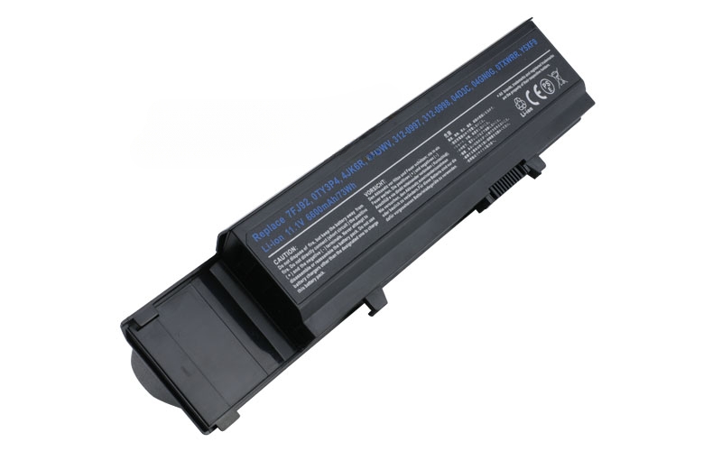 11.1V 7800mAh/87Wh 9-Cell Battery for Dell Vostro 3400 3500 3700 (P/N: 7FJ92 4JK6R 312-0997 0TXWRR) – Front view top 45° angle