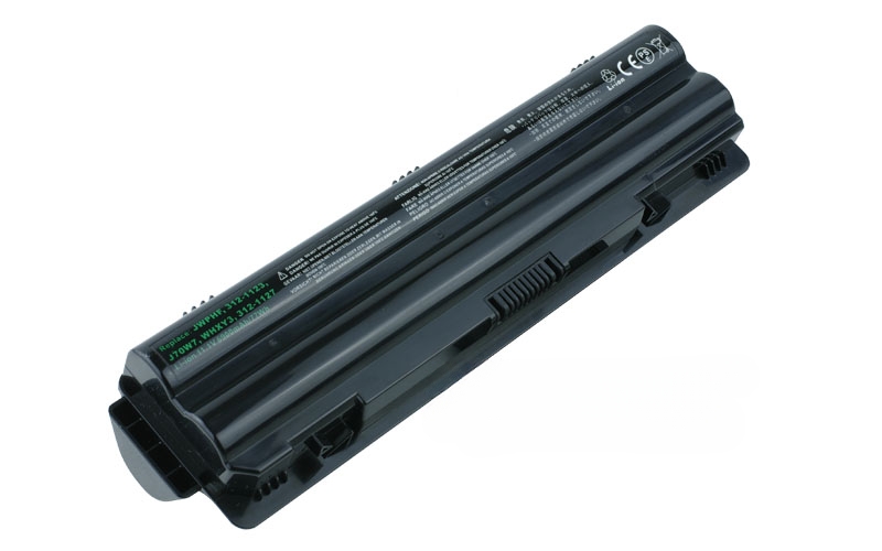11.1V 7800mAh/87Wh 9-Cell Battery for Dell XPS 14 15 17 L401X L501X L502X L701X L702X (P/N: 312-1123 312-1127 J70W7 453-10186 JWPHF) – Front view top 45° angle