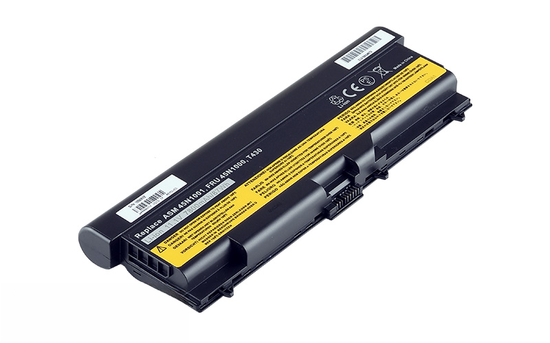 11.1V 87Wh 9-cell battery for Lenovo ThinkPad T430 T530 L430 L530 W530 (P/N: 45N1001, 45N1003, 45N1005, 45N1104, 45N1105, 45N1173, 45N1006, 45N1007) – Front view top 45° angle