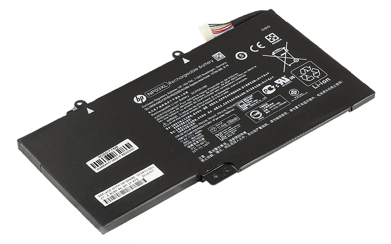 11.4V 39Wh NP03XL HSTNN-LB6L 760944-421 TPN-Q146 battery for HP Pavilion X360 13-A010DX – Front view top 45° angle