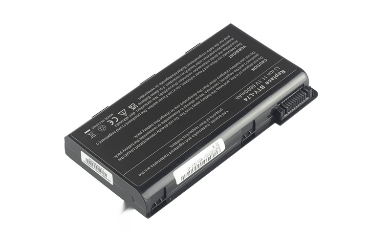 11.V 58Wh 6-Cell Battery for MSI A5000 A6000 A7200 CR600 CR620 CR700 CR720 CX620 CX630 CX700 CX720 (P/N: BTY-L74 BTY-L75) – Front view top 45° angle