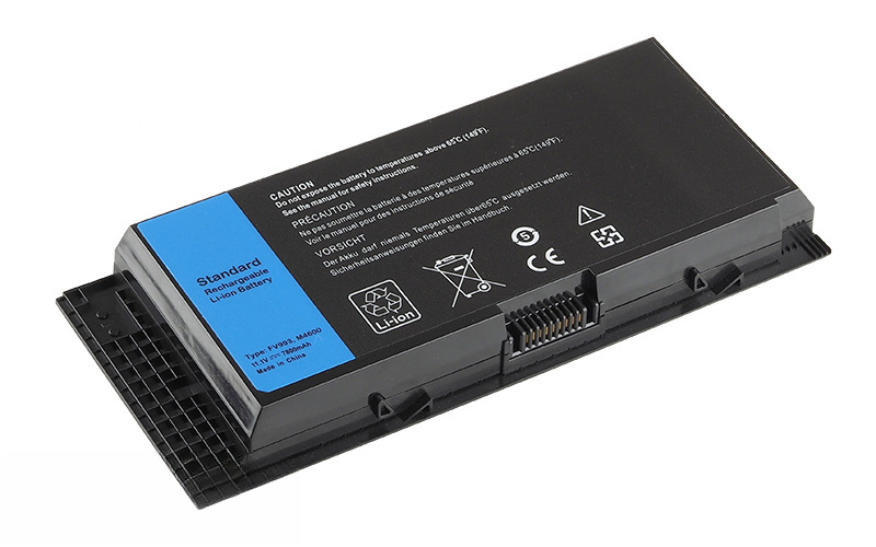 11.V 87Wh Li-ion Battery for Dell Precision&nbsp;M6700&nbsp;M4700 M6600 M4600(P/N: FV993 312-1177 PG6RC 451-11742 3DJH7 451-11743 451-11744 0FVWT4) – Front view top 45° angle