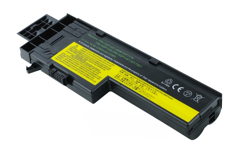 14.4V 2200mAh/32Wh 4-Cell Battery for IBM ThinkPad X60 X60s Lenovo ThinkPad X61 X61s (P/N: FRU 92P1167 ASM 92P1168 FRU 92P1169 FRU 42T4505 FRU 93P5027 40Y7001 42T4630 92P1168) – Front view top 45° angle