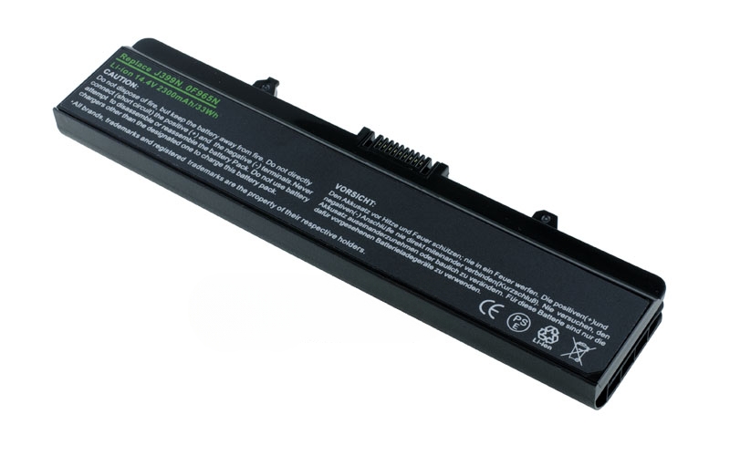 14.4V 2600mAh/37Wh 4-Cell Battery for Dell Inspiron 1440 1750 (P/N: J399N 0F965N) – Front view top 45° angle