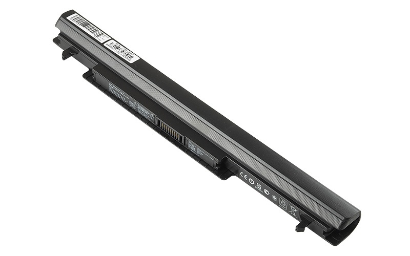 14.4V 37Wh 4-cell battery for ASUS A46 A56 K46 K56 R405 R505 S550 (P/N: A31-K56 A32-K56 A41-K56 A42-K56) – Front view top 45° angle