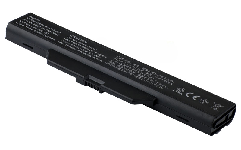 14.4V 75Wh 8-Cell Battery for HP Compaq 6730s 6735s 6830s HP 550 Compaq 610 615 (P/N: 484787-001 HSTNN-IB62 HSTNN-OB62 HSTNN-XB62 KU532AA) – Front view top 45° angle