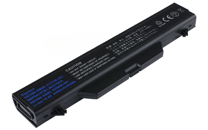 14.4V 75Wh 8-Cell Battery for HP ProBook 4510s 4515s 4710s (P/N: HSTNN-IB89 HSTNN-OB89 HSTNN-XB89 HSTNN-W79C-7 NZ375AA) – Front view top 45° angle