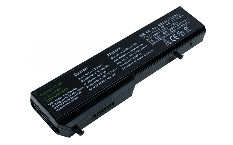 14.8V 2600mAh/38Wh 4-Cell battery for Dell Vostro 1310 1320 1510 1520 2510 (P/N: T112C 451-10610 451-10620) – Front view top 45° angle