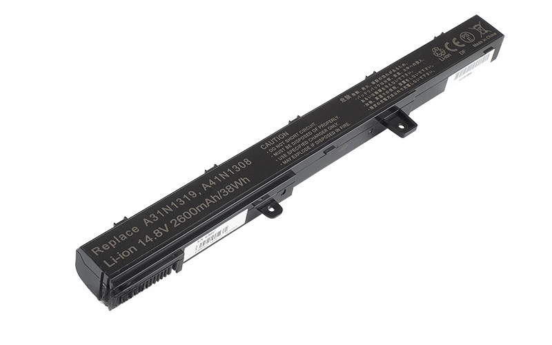 14.8V 38Wh 4-Cell battery for ASUS X551CA X451CA (P/N: A41N1308 0B110-00250100) – Front view top 45° angle