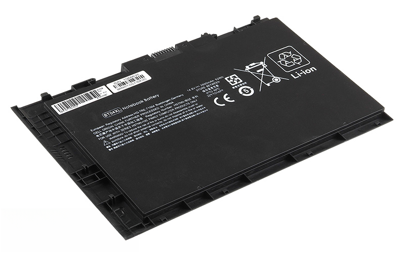 14.8V 4100mAh/61Wh 4-Cell Li-poly battery for HP EliteBook Folio 9470m 9480m (P/N: BA06XL 687945-001 BT04XL HSTNN-I10C H4Q48AA) – Front view top 45° angle