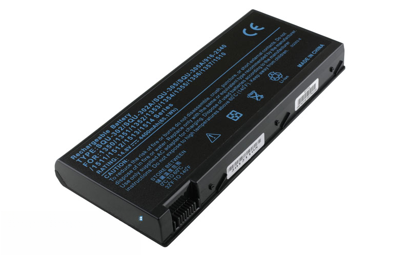14.8V 4400mAh/65Wh 8-Cell Battery for Acer Aspire 1350 1510 (P/N: SQU-302) – Front view top 45° angle