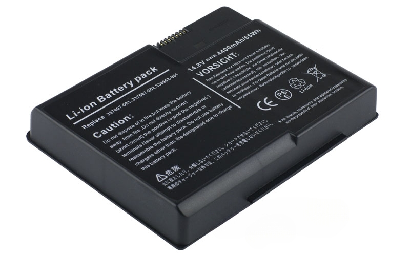 14.8V 4400mAh/65Wh 8-Cell Battery for HP Compaq NX7000 NX7010 NX7110 HP Pavilion ZT3000 Compaq Presario X1000 (P/N: 337607-001 337607-003 PP2080 PP2082P DG103A ) – Front view top 45° angle