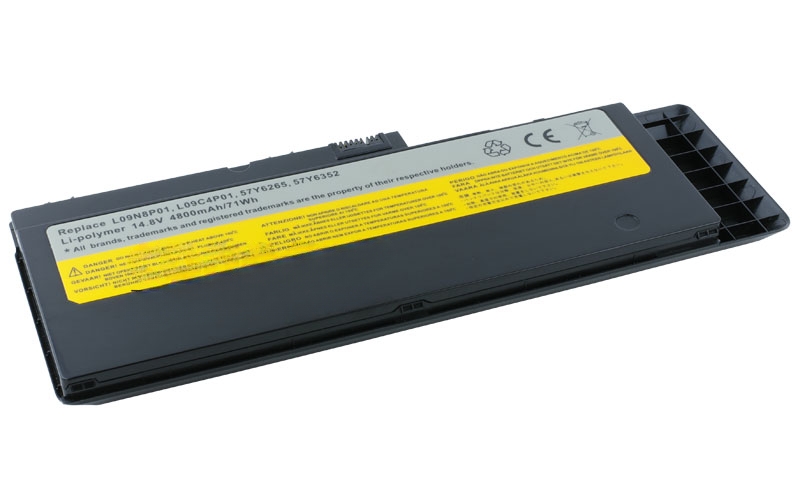 14.8V 4800mAh/71Wh Li-Polymer Battery for Lenovo IdeaPad U350 U350W (P/N: 57Y6265 L09C4P01 57Y6352 L09N8P01) – Front view top 45° angle