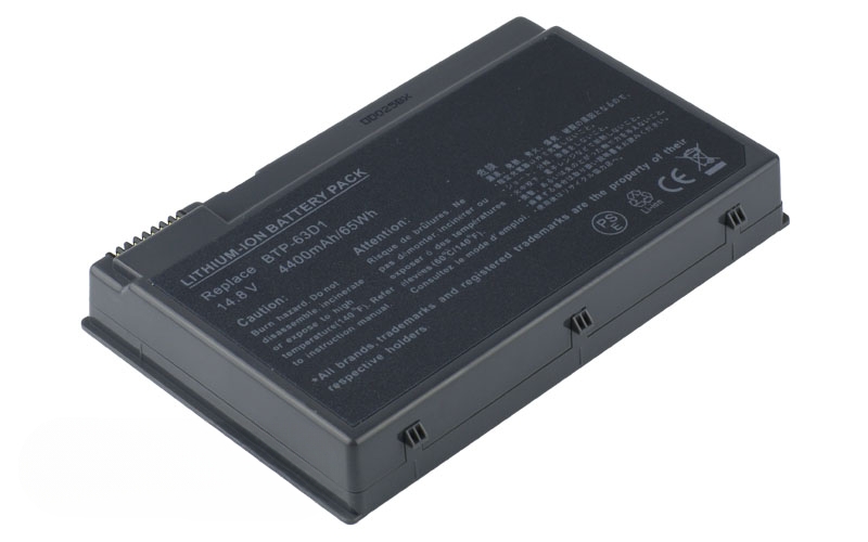 14.8V 5200mAh/77Wh 8-Cell Battery for Acer Aspire 3020 3025 3610 Acer TravelMate C300 C301 C302 C303 C310 2410 4400 (P/N: BTP-63D1 BTP-AFD1 BTP-AGD1) – Front view top 45° angle