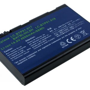 14.8V 5200mAh/77Wh 8-Cell Battery for Acer Aspire 5110 5515 9800 Acer TravelMate 2490 4200 4280 5510 (P/N: BATBL50L8H BT.00803.15 LC.BTP01.017 LC.BTP01.019) – Front view top 45° angle