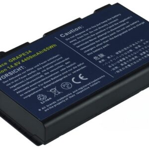 14.8V 5200mAh/77Wh 8-Cell Battery for Acer Extensa 5210 5610 5620Z 5630G Acer TravelMate 5220 5710 5720 6592 7220 7720G (P/N: GRAPE34 TM00742 LC.BTP00.006 BT.00807.016) – Front view top 45° angle
